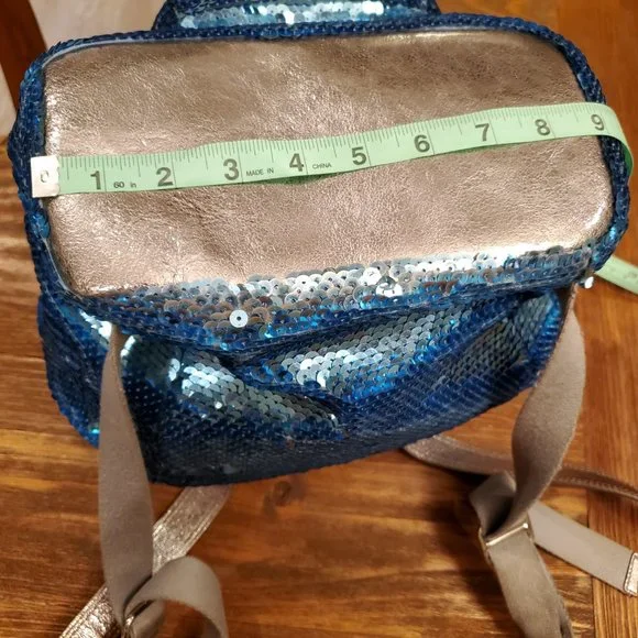Limited Edition Coach Poppy Blue Sequin Backpack Bag 16916  display picture 3